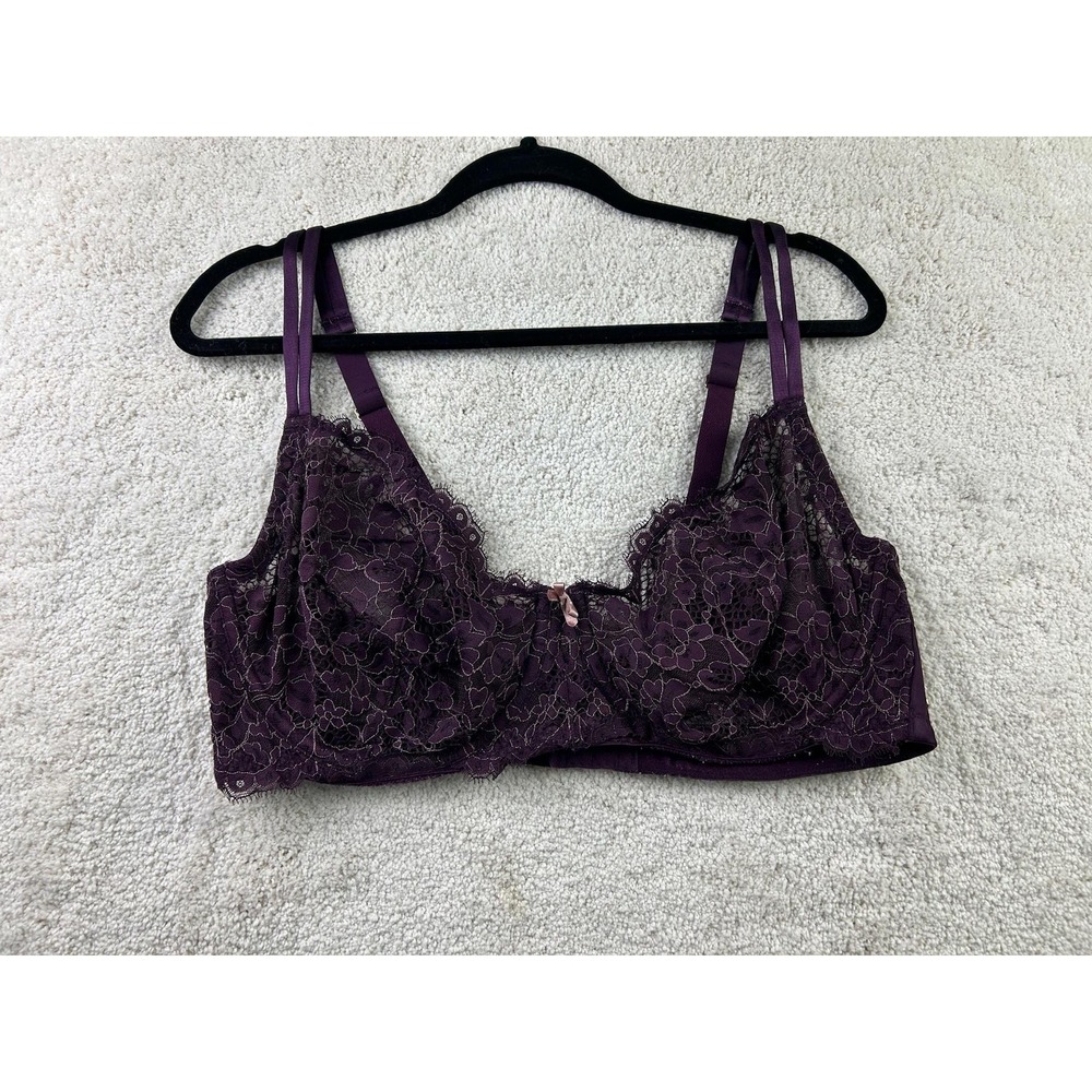 Cacique Bra Womens 42DD Full Coverage Unlined‎ Sheer Lace Side Corset Detail